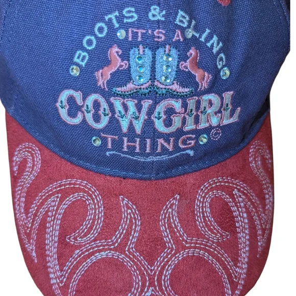๐ 3/$15 - "Boots & Bling" Cowgirl Women's Baseball Cap - Picture 2 of 7